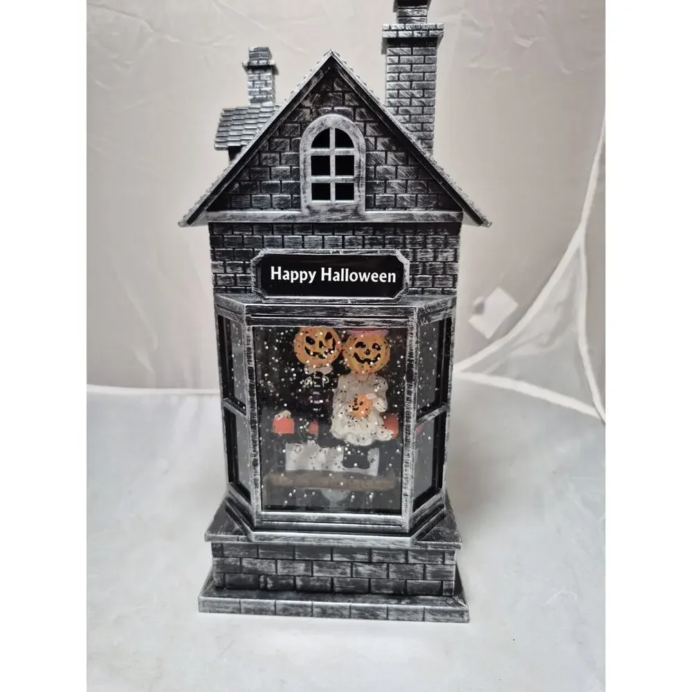 💥 Gerson International Happy Halloween Snow Globe with Sounds Pumpkin Couple